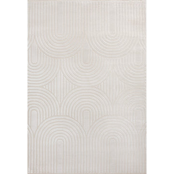 Pastel MidCentury Art Deco Striped Arches Two-Tone High-Low Area Rug